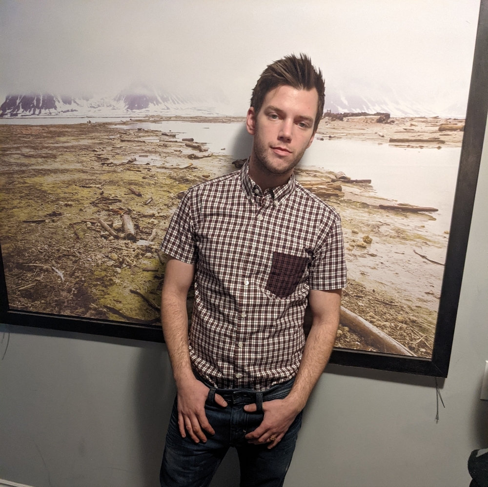 A uniquely patterned J. Lindeberg short sleeve button up